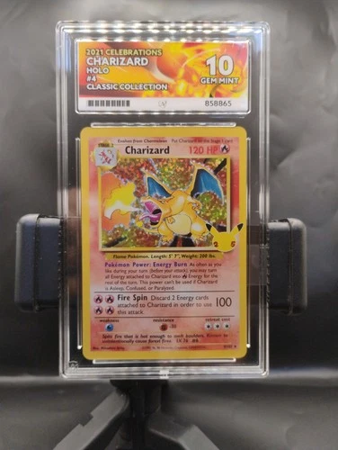 Pokémon TCG Charizard Holo Card 4/102 Gem Mint Celebrations 25th Ace Graded 10