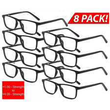 Reading Glasses Mens Womens Unisex Readers Eyeglasses 8 Pack Glasses New Square