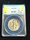 1933 WALKING LIBERTY ANACS AU 58