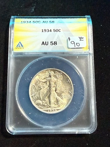1933 WALKING LIBERTY ANACS AU 58