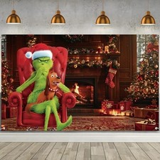 GRINCH Christmas Photo Backdrop for Photography Banner, Xmas Winter Whoville