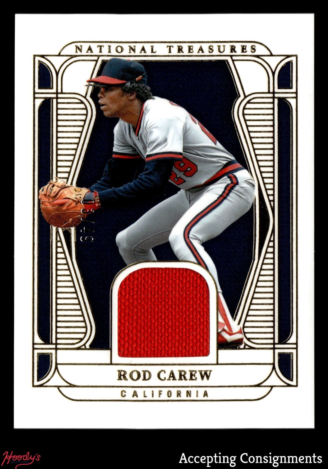 2025 Panini National Treasures #2 Rod Carew GAME-USED JERSEY 03/49