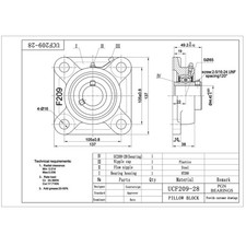 Durable Square Flange Mounted Bearings - Pack of 2