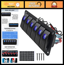 12v 24v 6 Gang Toggle Switch Panel - Prewired Ip65 Waterproof Rocker Switch For