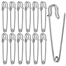 Large Safety Pins, 15 Pack Heavy Duty Safety Pins 3 Inch, Stainless Steel Saf...