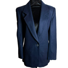 Vtg Miss Pendleton Women's 8 Navy 100 Virgin Wool Single Button Blazer USA