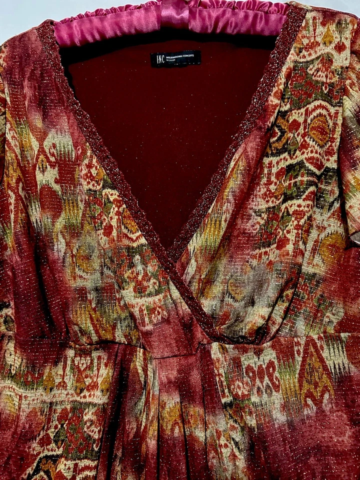 Inc Top 1X Vintage Y2K Boho Stretch Knit Fairycore Whimsigoth Babydoll Shirt - Image 2 of 4