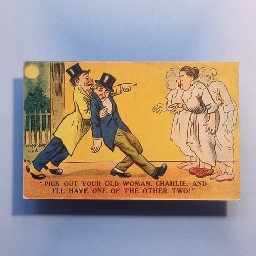 Comic Postcard 1910 Angry Wife Seeing Double Drunk Men Spatz