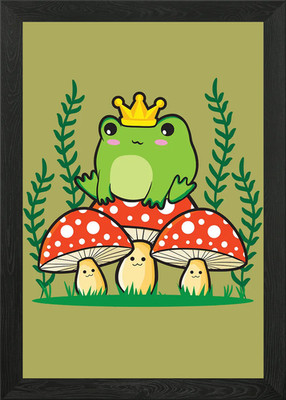 Cottagecore Aesthetic Frog gerahmtes Wandbild Poster Leinwanddruck Bild