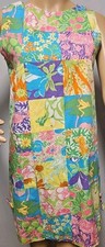 Vtg White Label LILLY PULITZER Multi Patchwork Pattern Shift Dress Size 4
