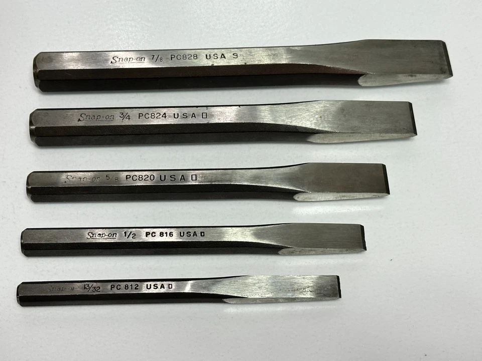 Snap on Tools USA 5 Piece Flat Chisel Set w/ C-50B Kit Bag - Image 4 of 4