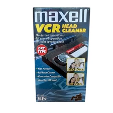 Maxell VP100 VCR Video Head Cleaner Dry Type VHS Cassette New Old Stock Sealed