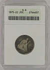 1875-CC 20c Silver Liberty Seated Twenty Cents ANACS G6 Old Small Holder Soapbox
