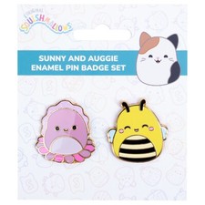Squishmallows Pins Sunny the Bee, Auggie the Cuttlefish Metal Enamel Pin Badges
