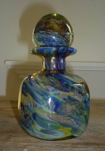 VINTAGE MDINA GLASS PERFUME BOTTLE WITH ORIGINAL STOPPER MINT TORTOISE SHELL - Picture 3 of 5