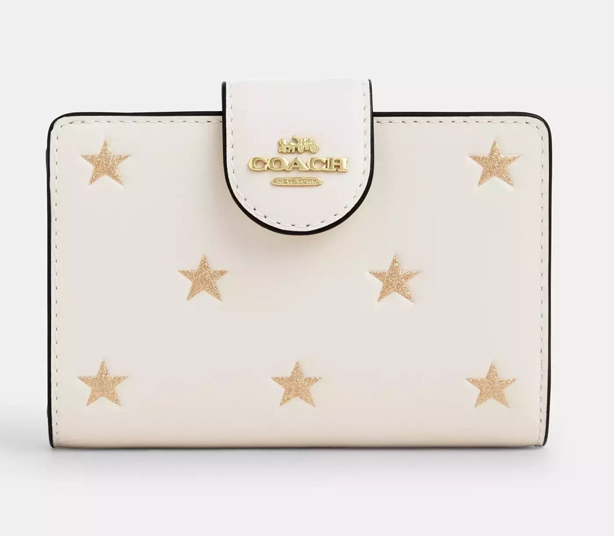 NWT Coach CW530 Medium Corner Zip Wallet With Star Print Chalk