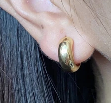 Clip On Earrings,Gold Clip On Earrings,Thick Huggie Clip On,Non pierced