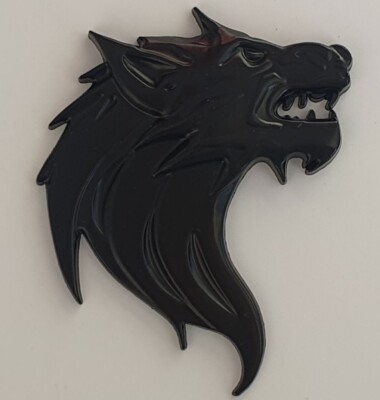 NEU 3D Qualität Metall Wolf Kopf Abzeichen Aufkleber AUTO Aufkleber - rechtes Gesicht schwarz