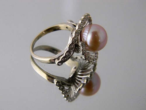 Sontuoso!!! Grande anello oro bianco 14K 10 mm AAA perla e diamanti del Mare del Sud, taglia 7 - Foto 7 di 12