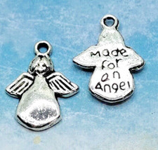 10 pieces - Antique Silver "Made For An Angel" Word Charms Pendants Dangle