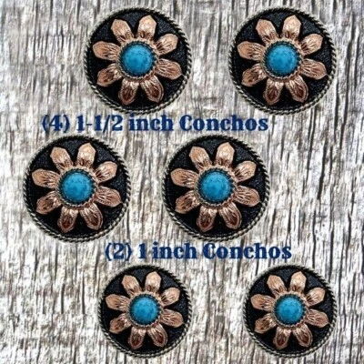 TEXAS UNIQUES Southwest Desert Daisy Concho Saddle Set CON416-B-SD-SET-1