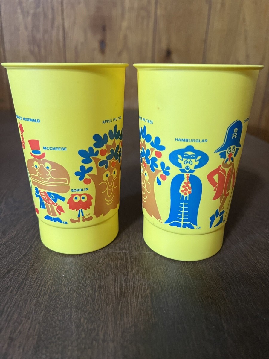 Vintage McDonalds 1960s Plastic Yellow Character Drink Cups Tumblers Lot of  2