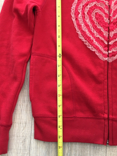 Gap Kids Girls Hoodie Sweatshirt Size XL 12 Red Heart Full Zip Hooded Jacket - Picture 8 of 8