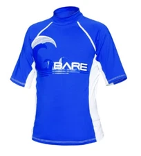 Bare Youth BLUE Short Sleeve Sunguard Kids Rash Guard 50+ SPF UV 10yr Swim Surf