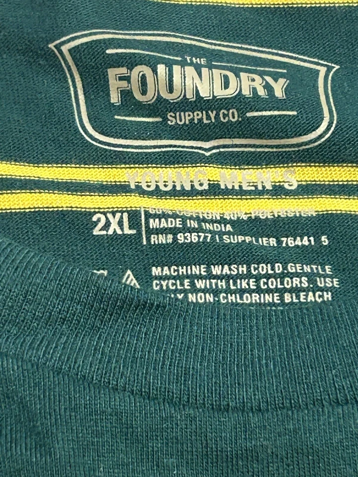 Camiseta manga larga The Foundry 2XL para hombre grande alta a rayas verdes Foto 3 de 4