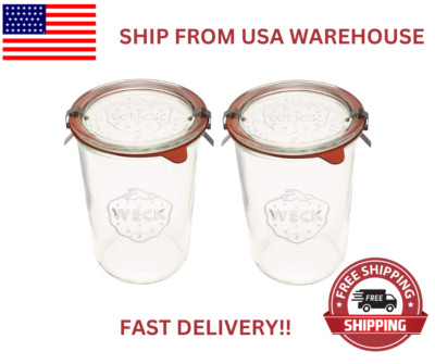 Weck Canning Jars- Mold Jars-Air Tight Seal and Lid-3/4 L Tall Jars Set(2Jars)