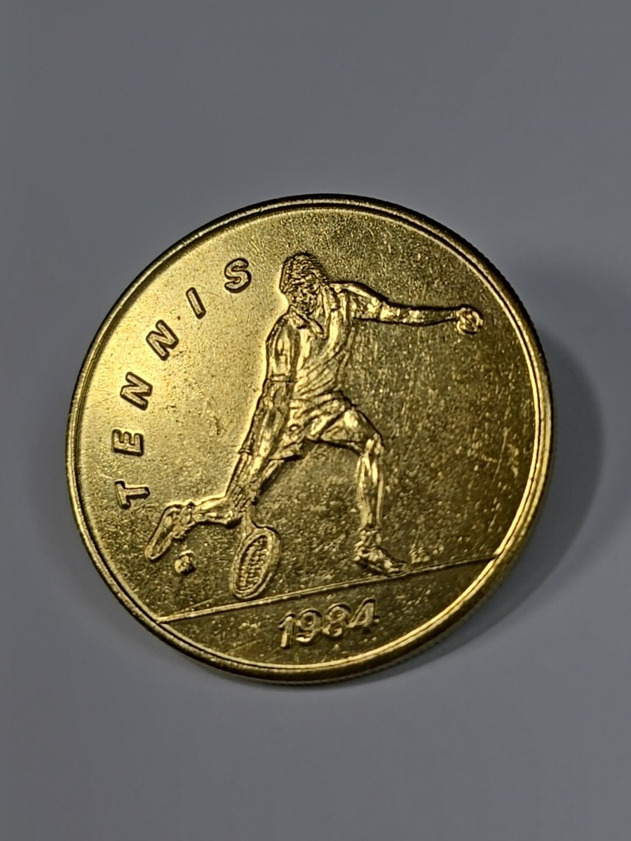 Tennis 1984 Los Angeles Olympics SCRTD Fare Transit Token Gold