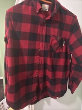 Field & Stream Mens Shirt Lg Red Buffalo Plaid Flannel Button Up Work