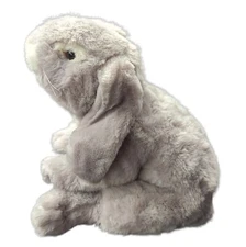 Crishna Playful Plush Gray White 12" Realistic Bunny Rabbit Plush 1988
