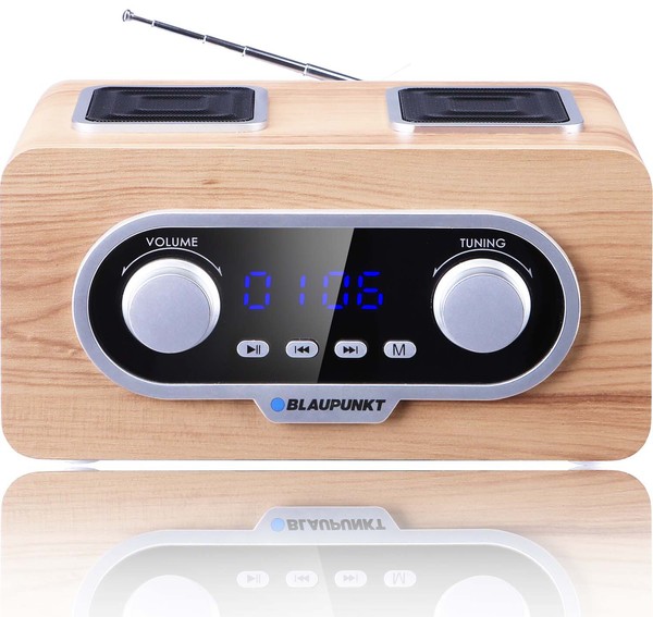 Blaupunkt PP5.2CR Tragbares Fm-Radio Aux Usb MP3 Holz Design Retro Antenne-image