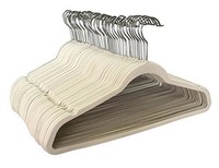 Clothes Hangers Thin Beige Velvet High Grade Plastic Ultra Slim Profile 50 Pack Clothes Hangers Thin Beige Velvet High Grade Plastic Ultra Slim Profile 50 Pack