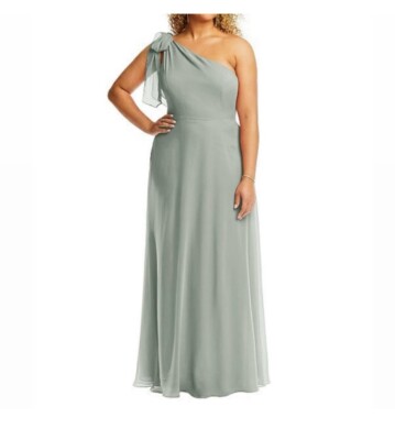 After Six Women s Chiffon One Shoulder Willow Green Dress 14 R 1561 A2