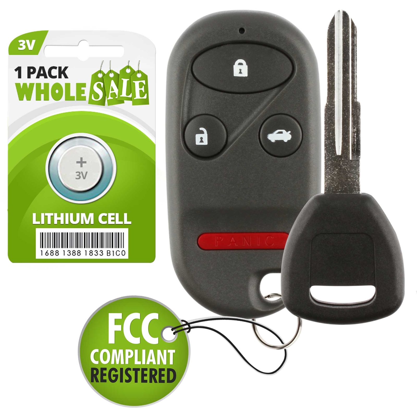 Replacement For 1999 2000 2001 2002 2003 Acura TL Key + Fob Remote Alarm