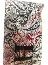 Hi-Tie Mens Classic Necktie Handkerchief Cufflink paisley black red pocket sq
