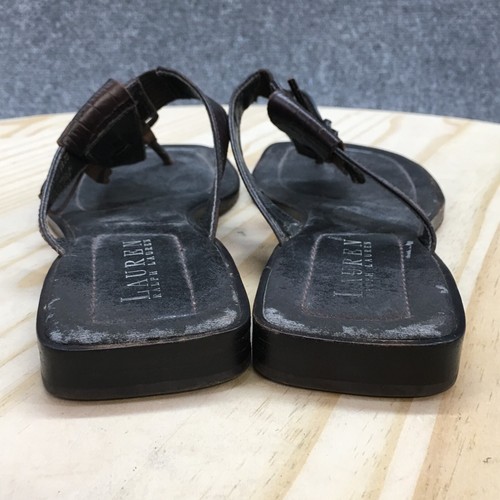 Lauren Ralph Lauren Sandals Womens 7 B Kiltie Slip On Thong Flats Brown Leather - Picture 9 of 17