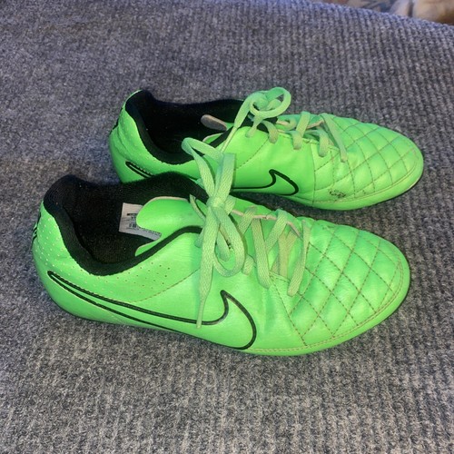 NIKE Tiempo Neon Fluorescent Green Soccer Cleats Youth Sz 7 | eBay