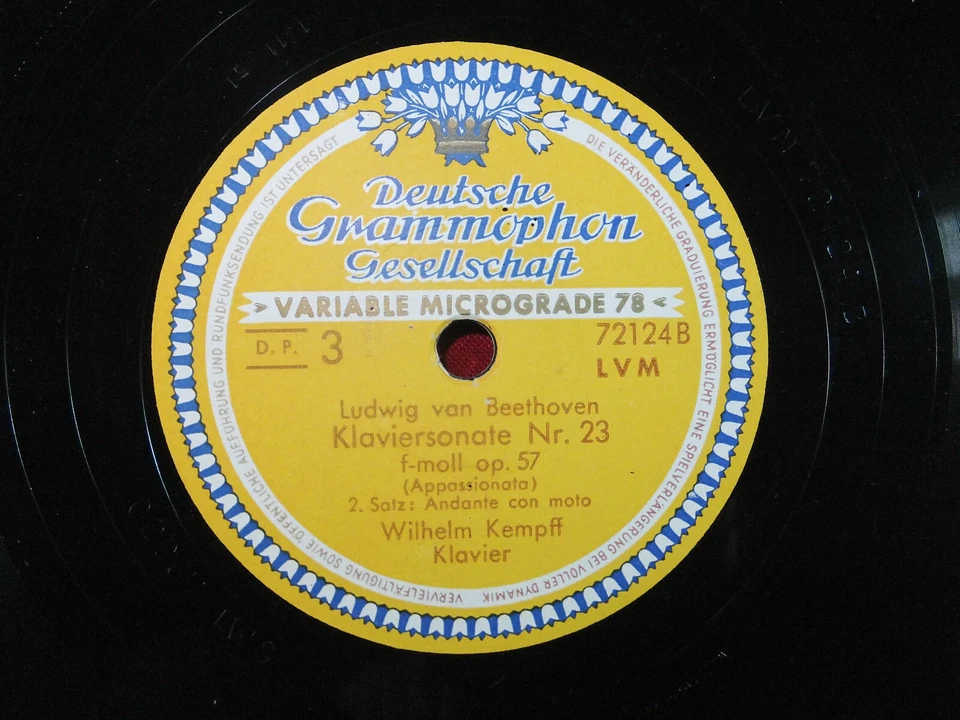 78RPM DGG 721-23-24 LVM WILHELM KEMPFF BEETHOVEN KLAVIERSONATE NR.23 1951 2STÜCK - Bild 4 von 4