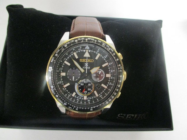 seiko solar pilot chronograph watch