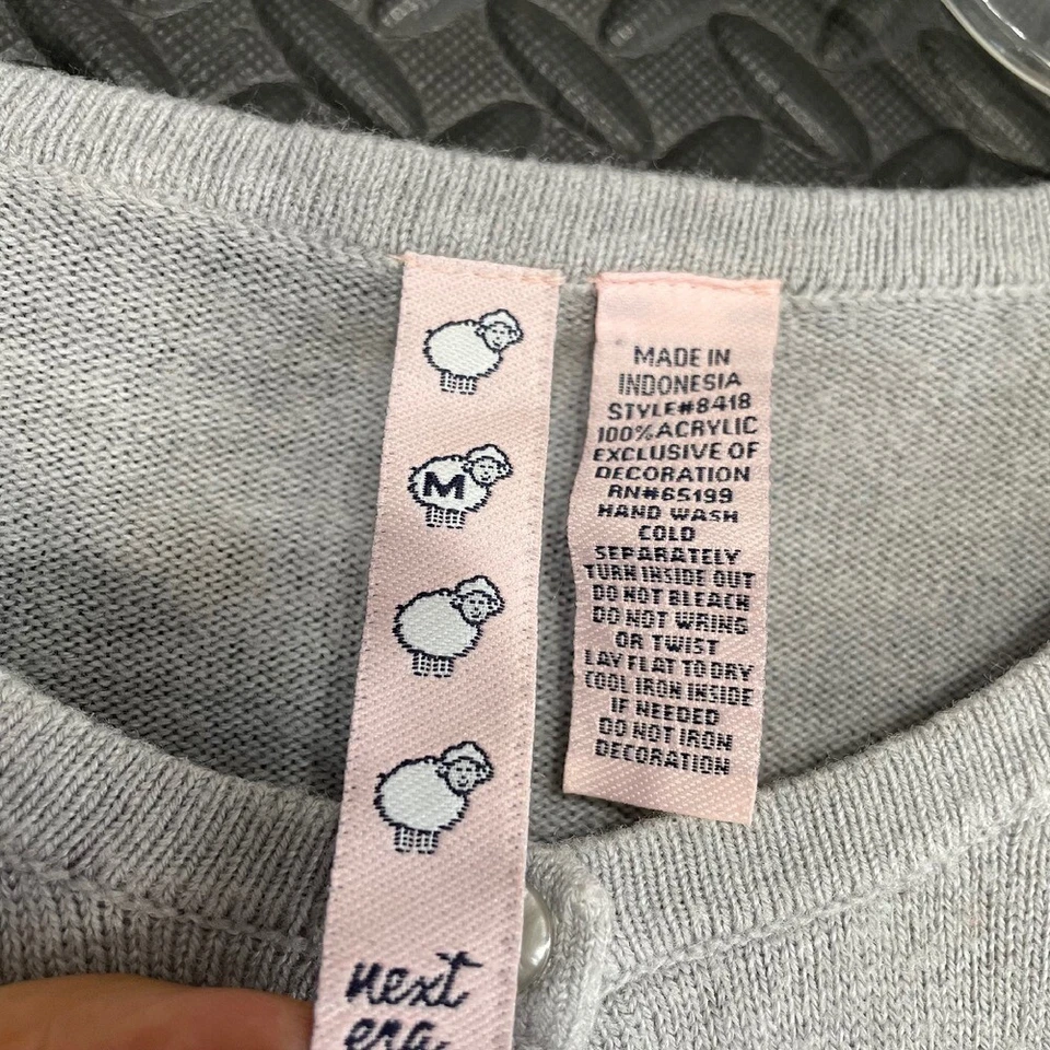 Cárdigan Suéter Vintage Next Era Gris Acrílico Floral Abotonado Recortado Mujer M Foto 3 de 4