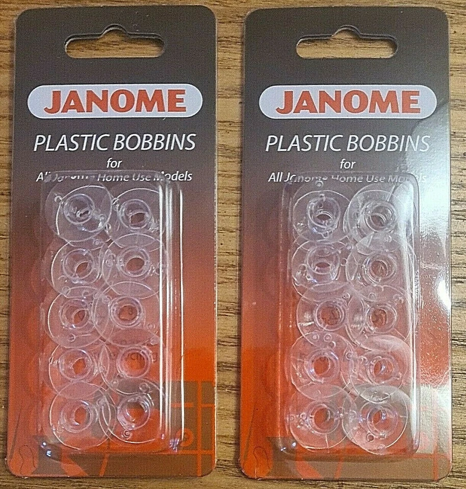 GENUINE JANOME SEWING MACHINE BOBBINS PLASTIC 2 x PACK OF 10