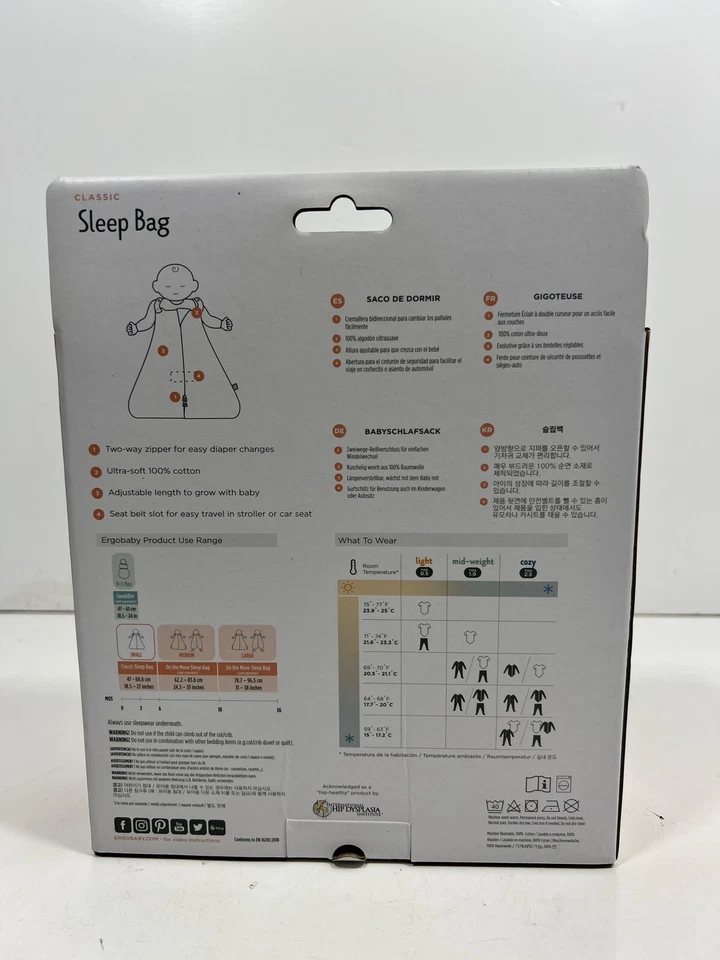 Ergobaby Saco de Dormir, Elefante, Pequeño (0-6 Meses) NUEVO EN PAQUETE Foto 4 de 4