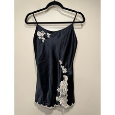 Y2K 2006 Victoria's Secret Angels Black Tan Silky Slip Chemise Dress