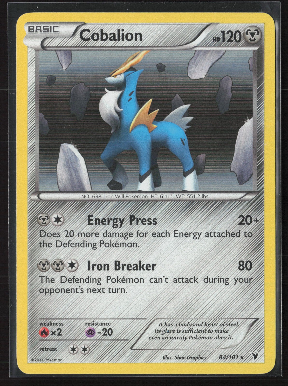 Cobalion Holo Rare Noble Victories 84/101 NM Pokemon Card