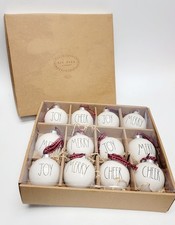 Rae Dunn Ceramic Christmas Ornaments Set Of 12 - Cheer Joy Merry Decor New