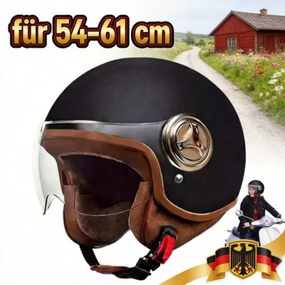 Jethelm matt schwarz mit Schutzbrille Sturzhelm Rollerhelm Motorradhelm ECE22.06