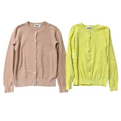 Molo Cardigan Sweater Girls 134/140 Kids Pink Yellow Shimmer Button Front Bundle